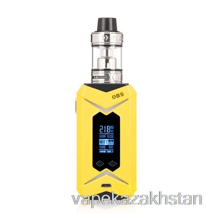 Vape Disposable OBS BAT 218W & DAMO Starter Kit Yellow Mod / Silver Tank